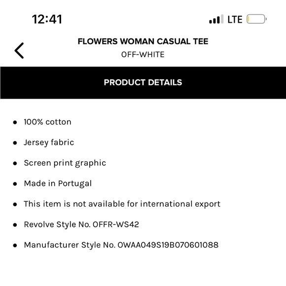 OFF-WHITE “Flowers Women’s Casual Tee” Size Small - Picture 11 of 11